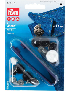 Scatola di 8 bottoni jeans 17mm