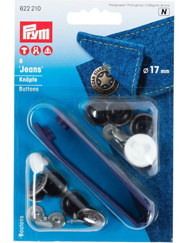 Scatola di 8 bottoni jeans 17mm