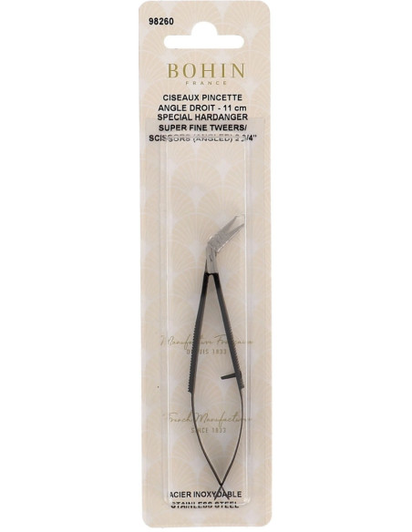 Forbici da ricamo pinzetta angolo retto ultra fine 11 cm Bohin