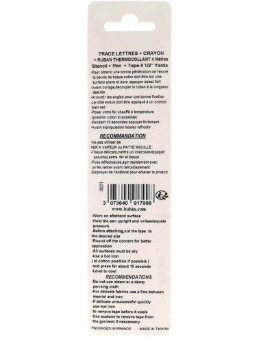 Etichetta termoadesiva personalizzabile per abbigliamento Bohin
