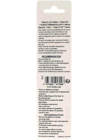 Etichetta termoadesiva personalizzabile per abbigliamento Bohin