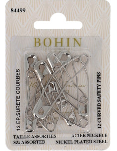 Carta di 12 spille da balia curve assortite Bohin