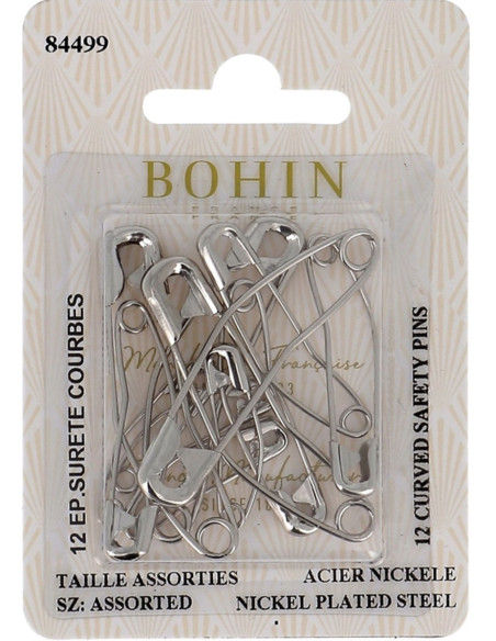 Carta di 12 spille da balia curve assortite Bohin