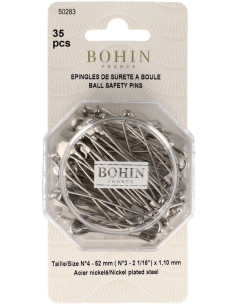 Scatola di 35 spille da balia a sfera 52 mm Bohin