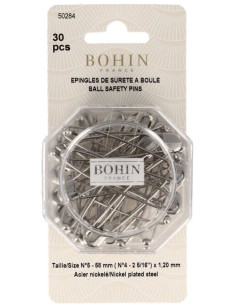 Scatola di 30 spille da balia a sfera 58 mm Bohin