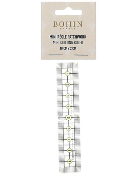 Mini righello per patchwork e cucito Bohin 2 x 10 cm