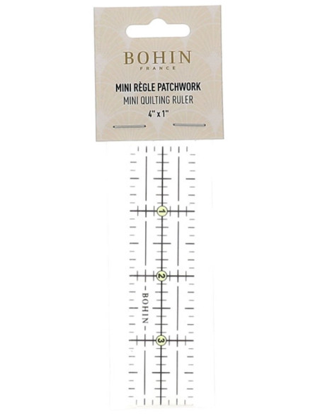 Mini righello per patchwork e cucito Bohin 1 x 4 pollici