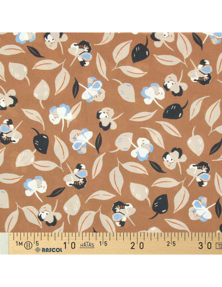 Tessuto in viscosa fantasia - Flim marrone e blu