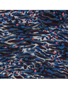 Tessuto in viscosa fantasia - Bengal blu e corallo 2