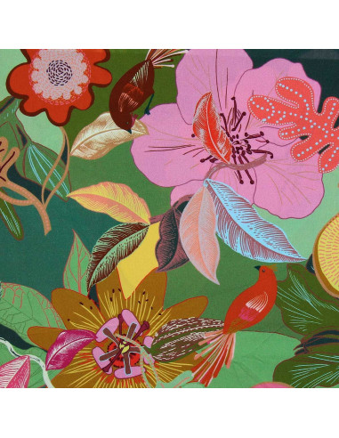 Tessuto in viscosa fantasia - Xodius verde e rosa