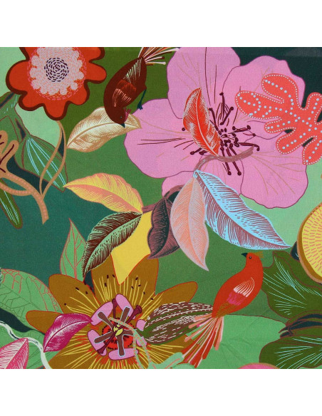 Tessuto in viscosa fantasia - Xodius verde e rosa