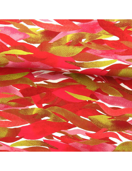 Tessuto viscosa fantasia - Kiyo rosso e rosa