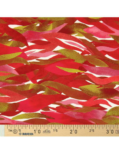 Tessuto viscosa fantasia - Kiyo rosso e rosa