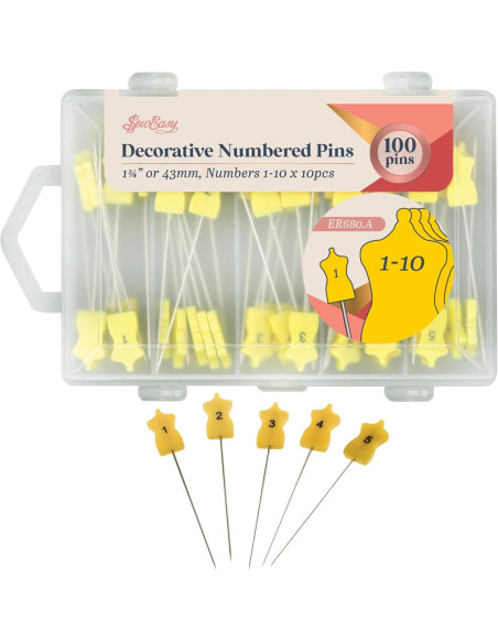Scatola di 100 spilli numerati di 43 mm di lunghezza