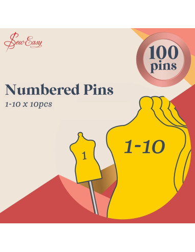 Scatola di 100 spilli numerati di 43 mm di lunghezza