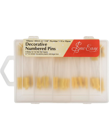 Scatola di 100 spilli numerati di 43 mm di lunghezza