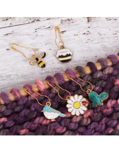 Set di 5 segnalibri a maglia - Bee Happy