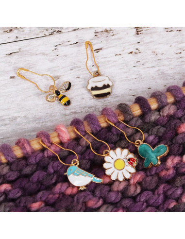 Set di 5 segnalibri a maglia - Bee Happy