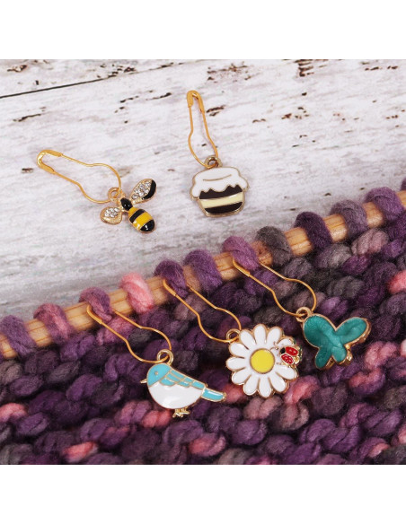 Set di 5 segnalibri a maglia - Bee Happy