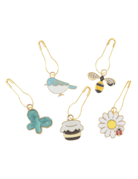 Set di 5 segnalibri a maglia - Bee Happy