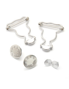 Set di 2 fibbie per salopette 25 mm con bottoni jeans - Argento