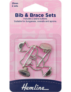 Set di 2 fibbie per salopette 25 mm con bottoni jeans - Argento 2