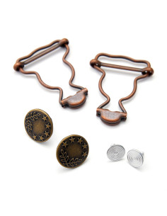 Set di 2 fibbie per salopette 25 mm con bottoni jeans - Bronzo
