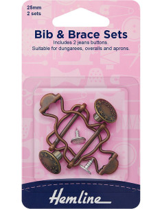 Set di 2 fibbie per salopette 25 mm con bottoni jeans - Bronzo 2