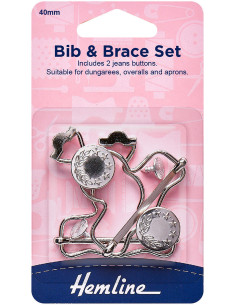 Set di 2 fibbie per salopette 40 mm con bottoni jeans - Argento