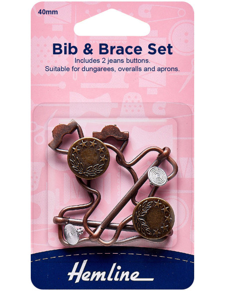 Set di 2 fibbie per salopette 40 mm con bottoni jeans - Bronzo