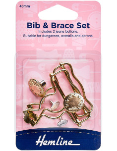 Set di 2 fibbie per salopette 40 mm con bottoni jeans - Oro