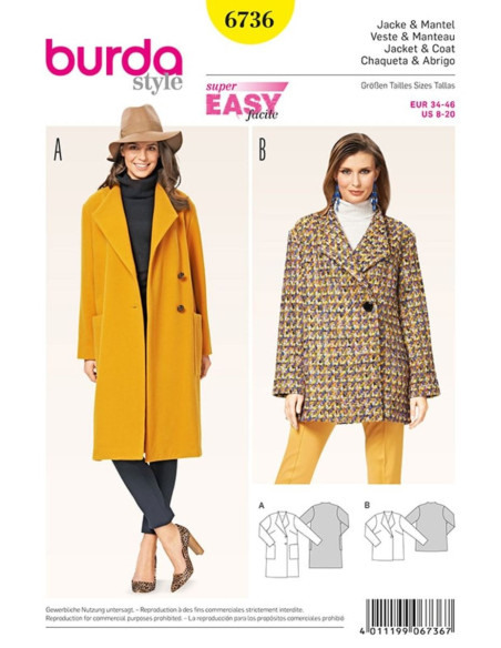 Modello di giacca e cappotto - Burda 6736