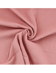 Tessuto doppia garza di cotone - Rosa tè