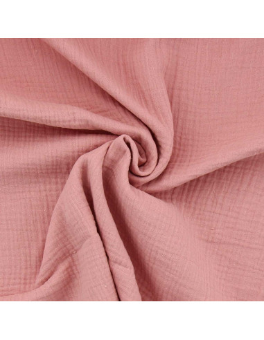 Tessuto doppia garza di cotone - Rosa tè