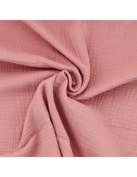 Tessuto doppia garza di cotone - Rosa tè