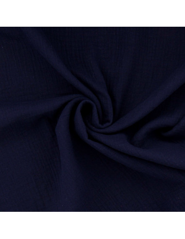 Tessuto doppia garza di cotone - Blu notte