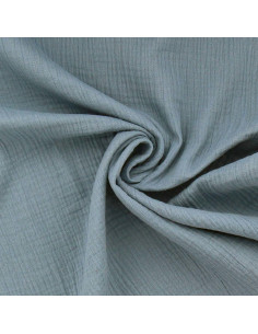 Tessuto doppia garza di cotone - Blu jeans