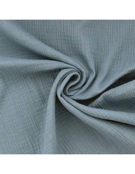 Tessuto doppia garza di cotone - Blu jeans