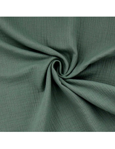Tessuto doppia garza di cotone - Verde grigio
