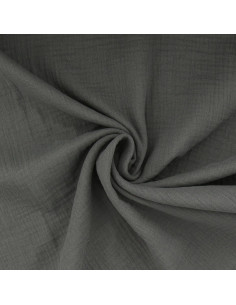 Tessuto doppia garza di cotone - Grigio scuro