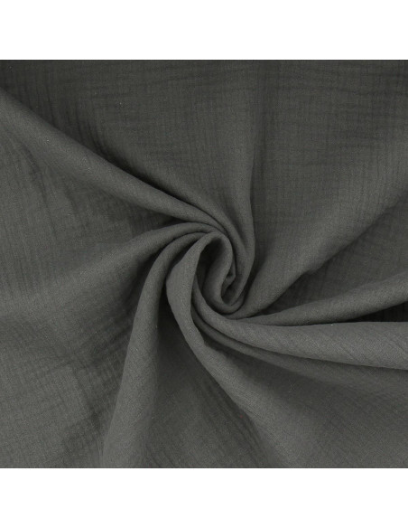 Tessuto doppia garza di cotone - Grigio scuro