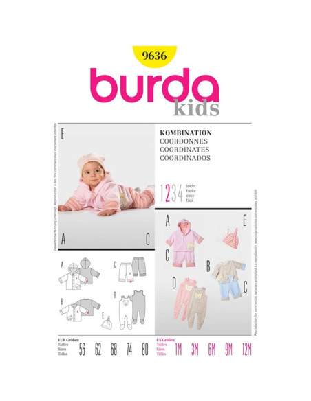 Modello di maglione, pantaloni, tutina - Burda 9636