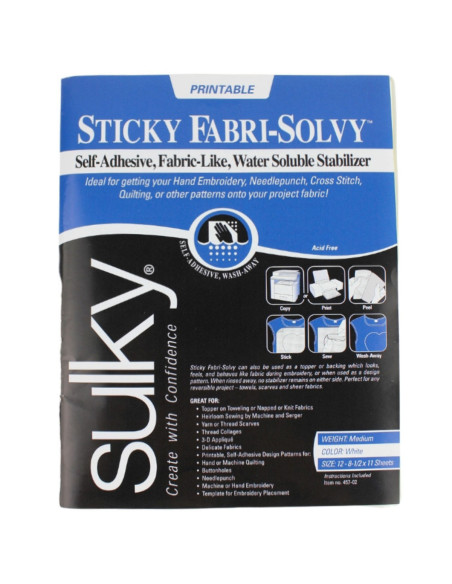 Set di 12 fogli di stabilizzatore Sulky Sticky Fabri Solvy