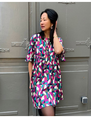 Tessuto satin viscosa Néo Pop - My Dress Made
