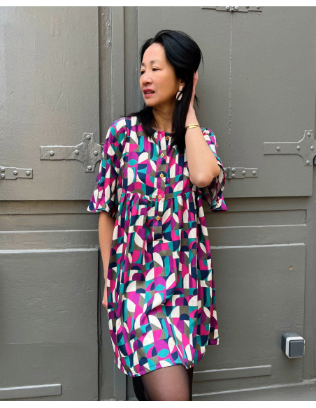 Tessuto satin viscosa Néo Pop - My Dress Made