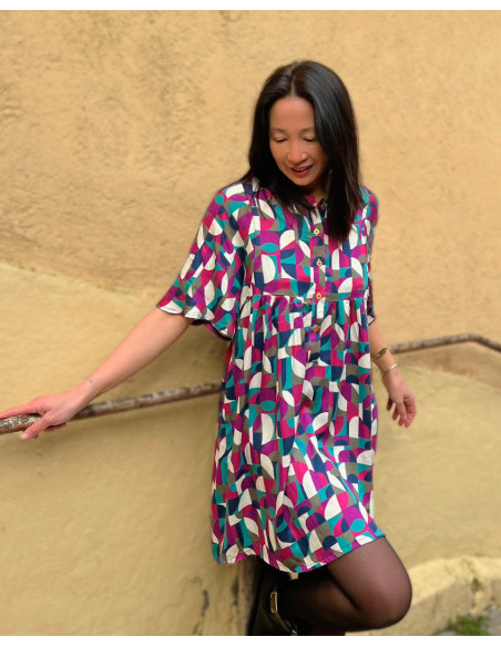 Tessuto satin viscosa Néo Pop - My Dress Made