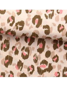 Tessuto popeline di cotone - Karula lino e rosa