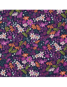 Tessuto popeline di cotone - Maria viola e arancione 2