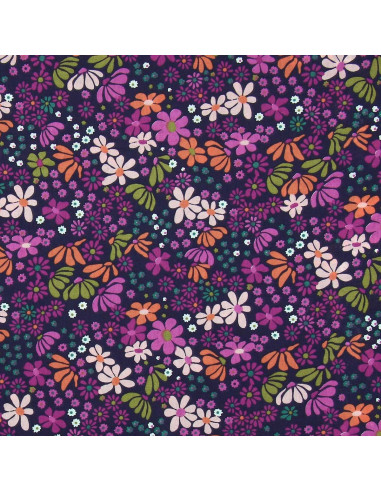 Tessuto popeline di cotone - Maria viola e arancione