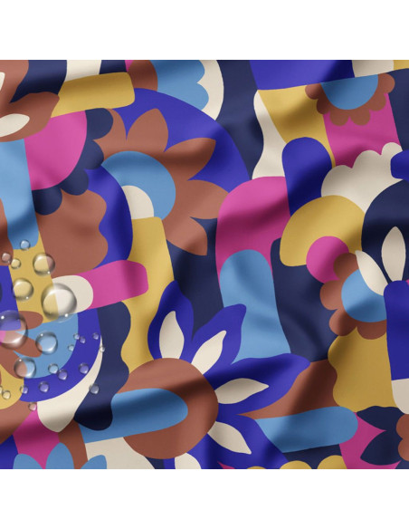 Tessuto impermeabile per cerata - Naive blu e marrone